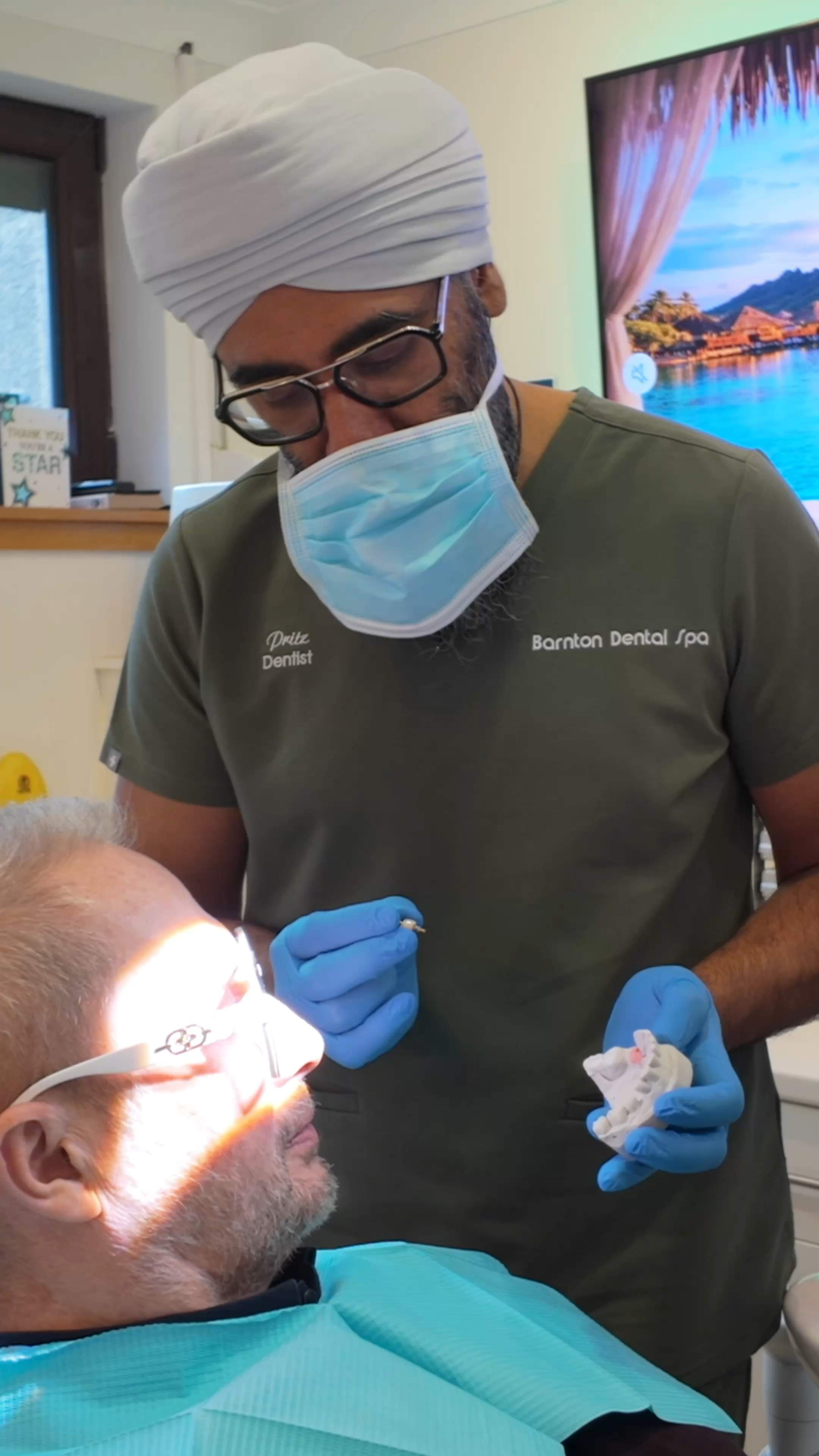 Patient with dental implants smiling